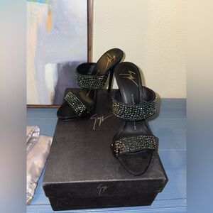 Giuseppe Zanotti Black and Green Sparkly Heels